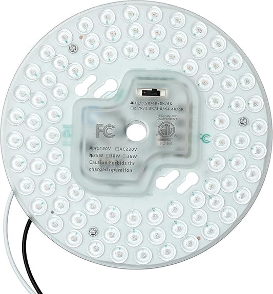 6.69'' LED Ceiling Fan Light Retrofit Kit 25W 3000LM Ceiling Light Replacement PCB Board 5CCT 3000K 3500K 4000K 5000K 6000K Adjustable 120V CRI90 Dimmable (25, watts)