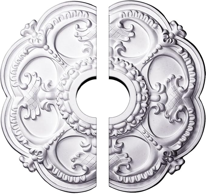 Ekena Millwork CM17RO2 18"OD x 3 1/2"ID x 1 1/2"P Rotherham Ceiling Medallion, Fits Canopies up to 3-1/2", 2 Piece