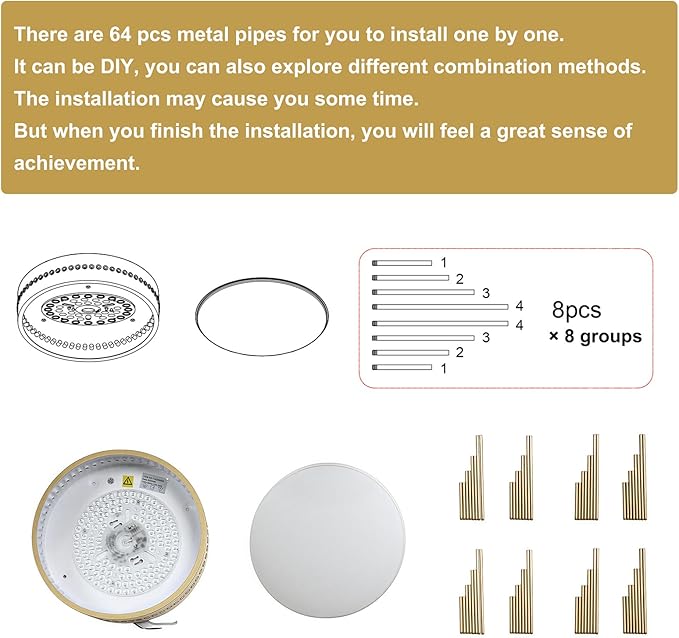 D23.6 In. LED Dimmable Ceiling Lights Flush Mount, Kids Ceiling Light Fixture, Nursery Light Fixture Brass Firework Flower Ceiling Light for Kids Room Bedroom Nursery Ceiling Light 5CCT 2700K-5000K