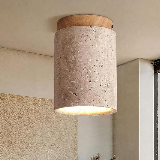 Nordic Retro Yellow Travertine Ceiling Light Fixture Japanese Wabi-Sabi Bedroom Ceiling Lights Farmhouse Flush Mount Ceiling Lighting for Hallway, Kitchen, Entryway and Foyer