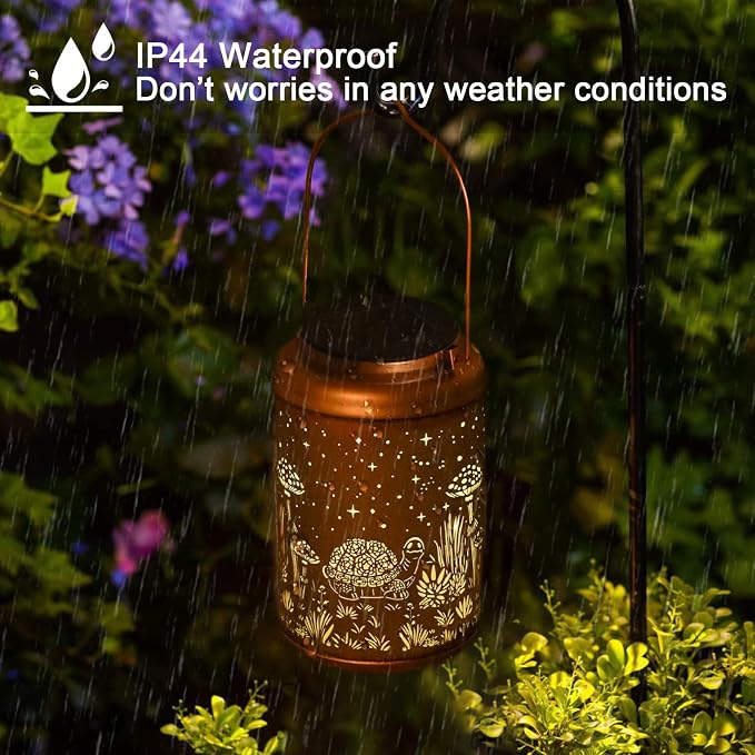 Birthday Gifts for Women Men - 2 Pack Turtle Solar Lanterns Outdoor Waterproof, Mothers Day Gifts for Mom Grandma, Hanging Turtle Solar Lights Garden Decor, Outdoor Decor for Patio, Yard