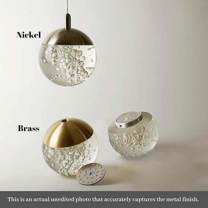 contec development Galaxy 6 Mini Pendant Crystall Ball Lighting Brass - LED Hanging Light Fixture: Kitchen Island, Bar, Foyer - Cluster Pendants - Dimmable, Adjustable Wire, Lamp Bulb Included