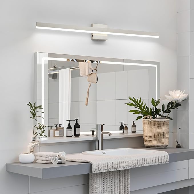 Nickel Bathroom Vanity Light 39.4 inch, 30W Dimmable 5CCT LED Bathroom Light Fixture Over Mirror Restroom-ETL Certificated