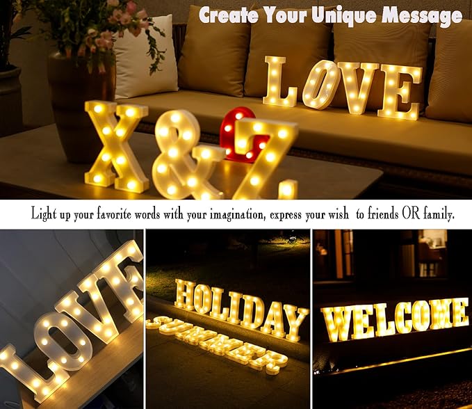 DyingSwan Small Led Marquee Letters, Light Up Letters, 8.58 Inch Led Letter Lights, Battery Powered Lighted Sign for Table, Party, Birthday, Christmas Decor (Letter L)