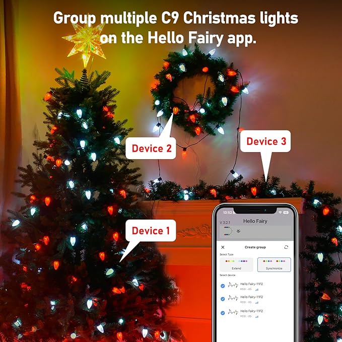 Probro Smart C9 LED Christmas Lights Outdoor 134FT 150 LEDs, App Control, 105+ Lighting Modes, Music Sync, Dimmable, IP65 Waterproof Connectable String Lights for Yard Patio Roofline Decor