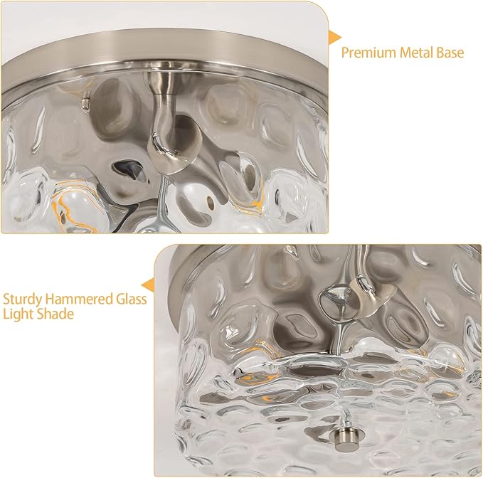 LamQee 2-Light Flush Mount Ceiling Light Farmhouse Kitchen Island Ceiling Light with Bubble Glass Close to Ceiling Light Fixture for Living Room Bedroom Foyer Hallway