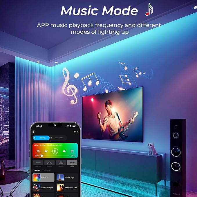 RGB COB Led Light Strip 32.8ft, 10mm Width, 5760 LEDs, 24V Color Changing Led Strip Lights with Remote Control, Music Sync, Flexible Led Tape Lighting for TV Light, Bedroom Home Indoor Decor