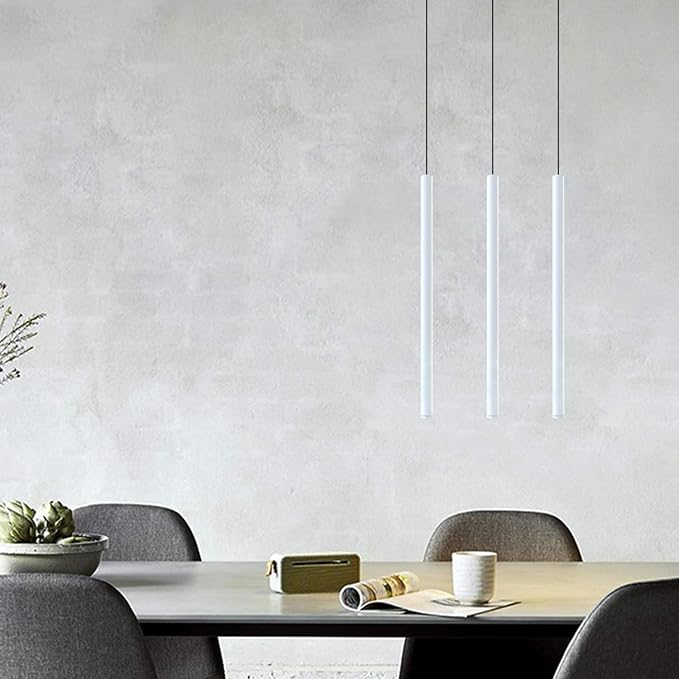 CANALIS 3 Mini Pendant Lighting White - LED Hanging Light Fixture for Kitchen Island, Bar, Foyer - Cluster Pendants - Dimmable, Adjustable Wire, Lamp Bulb Included
