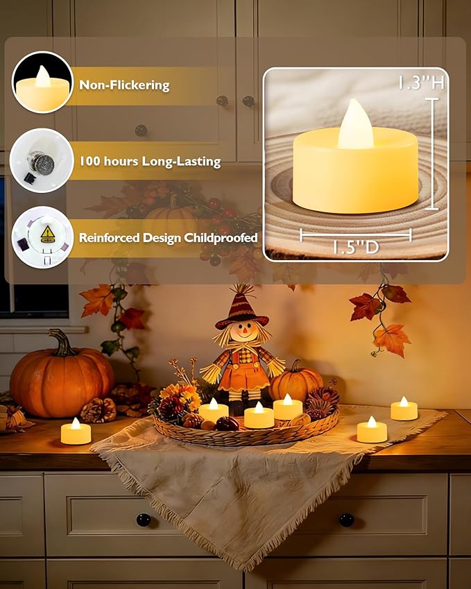 Amagic 150 Pack Battery Operated Tea Lights Candles, Fake Tealights Candles, Flameless LED Tea Lights for Halloween, Wedding, Votive, Festival, Table Decor(150 Pack, Warm White)