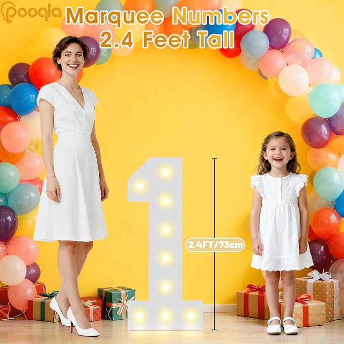 Pooqla 2.4FT Light Up Numbers for 70th Birthday Decorations for Women Men, Marquee Numbers 2.4 Feet Tall Party Decor for Her Him, Mosaic Big Sign for 70th Birthday Party Backdrop, Large Number 70