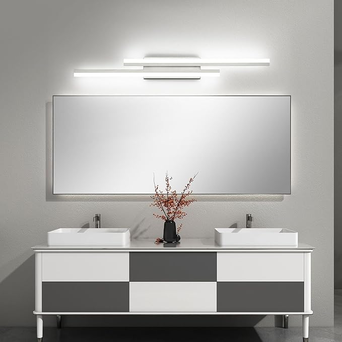 PRESDE 40" LED Bathroom Vanity Light, Modern Brushed Nickel Wall Bar Fixture Over Mirror 5CCT