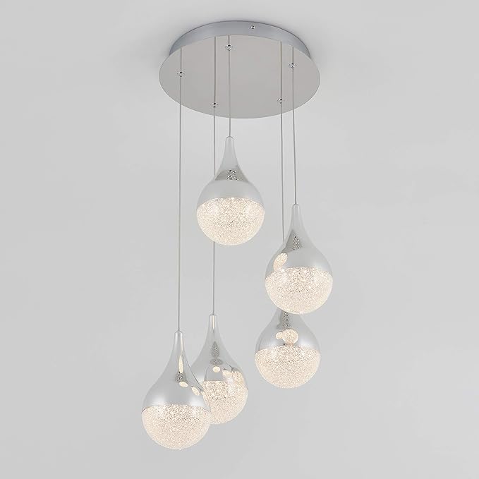 Artika PDT-5GL-RN Glitzer 5-LED Integrated Pendant Light Spiral, Silver, 5-Lights