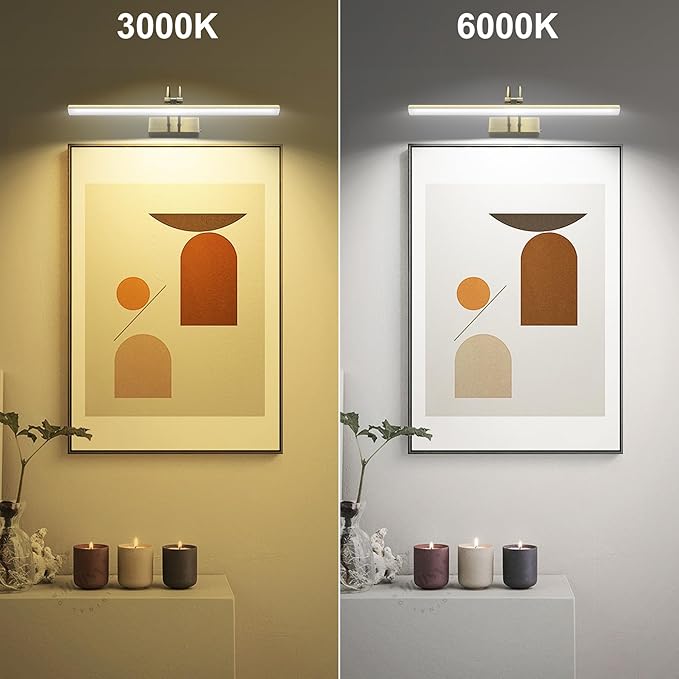 Picture Light, Picture Lights for Wall Cordless, 16inch Picture Lights with Timer and Dimmable, 5000mAh Battery Wall Lights for Display Gallery Painting Art Frame Portrait - Antique Brass 2 Colors