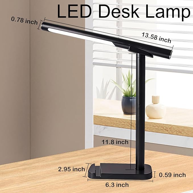 LED Cordless Desk Lamp, Touch Desk Lights with 3 Color Modes 5 Brightness for Home Office, Bedroom, Magnetic Night Lights with USB Charging Port, Eye-Caring Table Light for Study, Read, Work