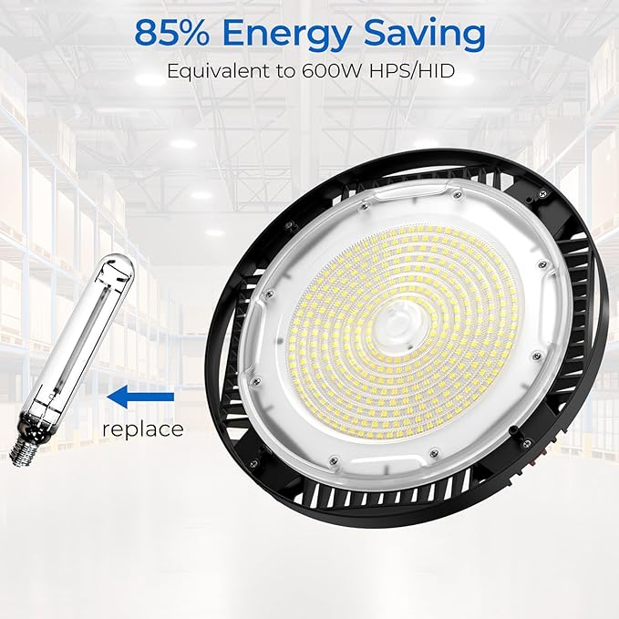 CINOTON 210W UFO LED High Bay Light, Aluminum LED Shop Lights with 31500LM, 5000K Commercial Bay Lighting for Warehouse Garage Workshop Factory, 6' Cable & Safety Rope, ETL Listed 2 Pack