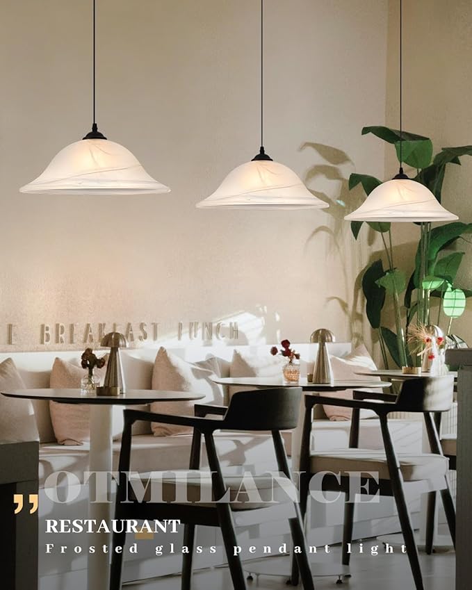 Oversized Black Pendant Lights Kitchen Island, Glass Pendant Light with Frosted, 16 Inch Island Pendant Light 1 Pack, Industrial Farmhouse Pendant Light for Kitchen Island, Dining Room, Bar