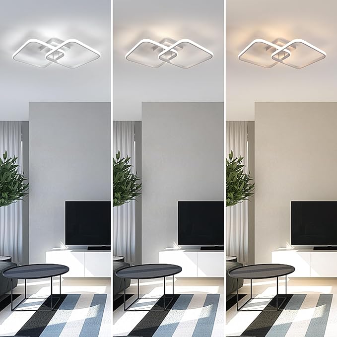 DELIPOP 23 Inch Dimmable Modern Ceiling Light, 36W 3000K/4500K/6000K Color Adjustable, Square Flush Mount Ceiling Light for Hallway Living Room Dining Room Bedroom