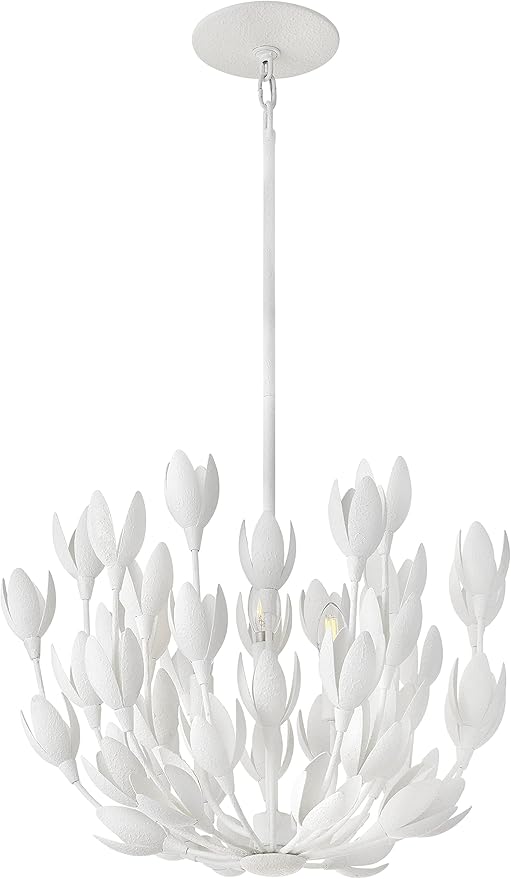 Hinkley Flora Large Convertible Semi-Flush Mount Ceiling Light - from the Lisa McDennon Collection, Handmade, Hand-Painted, Bulbs Nestled Inside Flowers, Converts to Pendant - in Textured Plaster
