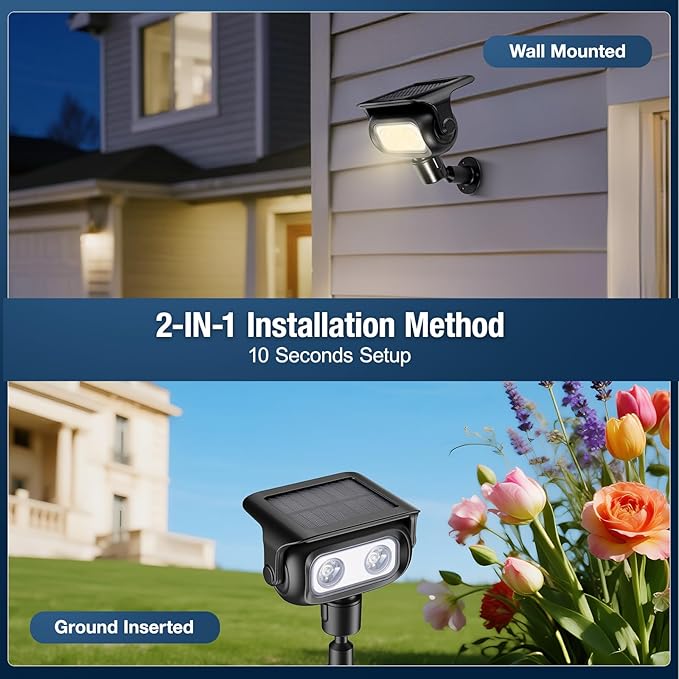 Solar Spot Lights for Outdoor, Warm Light-6 Pack