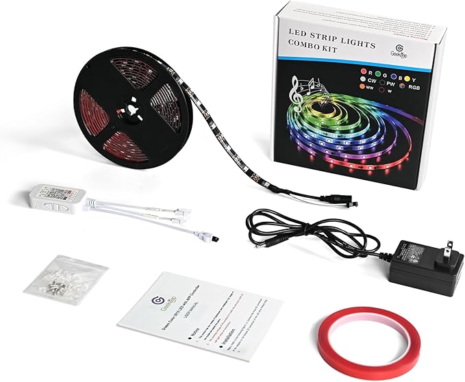 Upgrade Smart RGB Music Sync Multiple Colors Chasing 16.4ft neon Led Strip Lights Cuttable and Linkable, Flexible Outdoor Led Strip Lights Waterproof, Button or APP Control led Lights Strip
