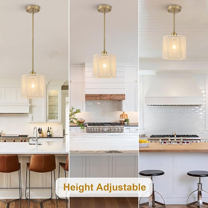 3-Pack Boho Rattan Pendant Light Fixtures, 7.67" Hand-Woven Hexagonal Hanging Pendant Lights, Coastal Farmhouse Mini Island Lighting for Kitchen Island, Dining Room, E26 Base