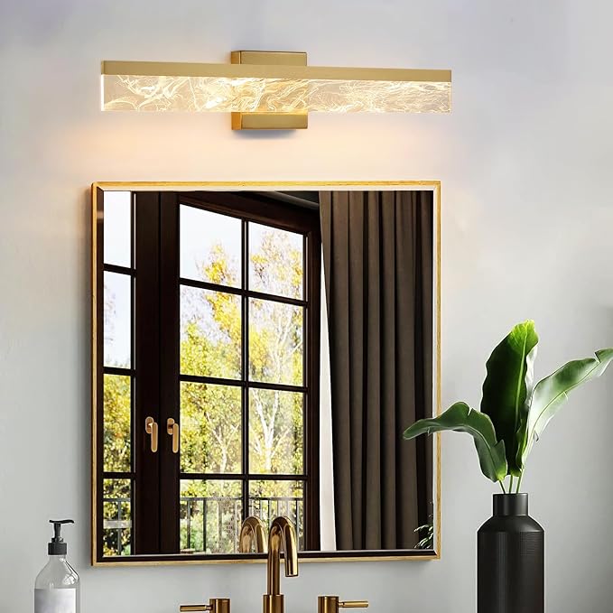 AIJIASI Gold Vanity Light - 24 Inch Modern Bathroom Light Fixture Over Mirror 18W 3000K Warm Lighting Dimmable LED Vanity Lights for Bathroom Restroom Mirror