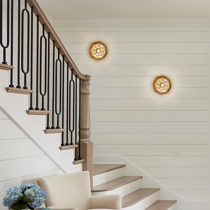 Crystal Small Chandelier Light Fixture: K9 Crystals Brass Semi Flush Mount Ceiling Lights - Gold Globe Wall Sconce - Modern Mini Chandeliers for Bedroom Hallway Bathroom Living Room Entrance Closet