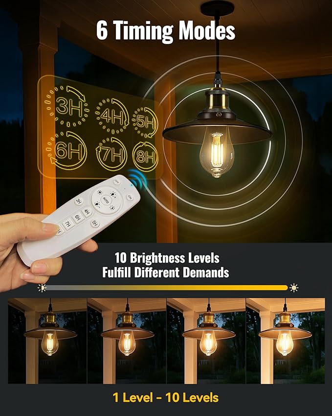 Solar Pendant Light Indoor Outdoor, 1000LM Solar Shed Light IP65 Waterproof Metal Powered Hanging Chandelier, Gazebo Lights with Remote for Barn Gazebo Yard Garage Patio