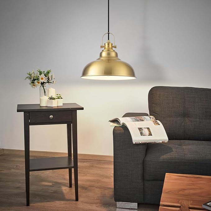 Gold Pendant Lights, 11.41 Inch Gold Pendant Light Kitchen Island, Dome Pendant Lights 2 Pack, Farmhouse Kitchen Pendant Light for Kitchen Island, Dining Room, Living Room