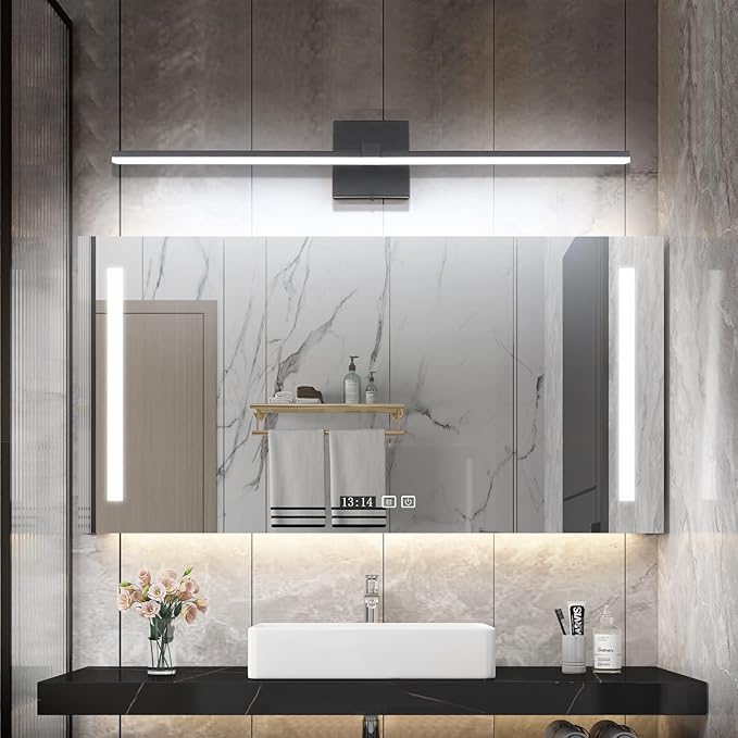 ZUZITO Black Bathroom Light Fixtures 30inch Modern Vanity Lights for Bathroom 5CCT Dimmable 22W LED Bath Wall Lighting Fixtures Over Mirror
