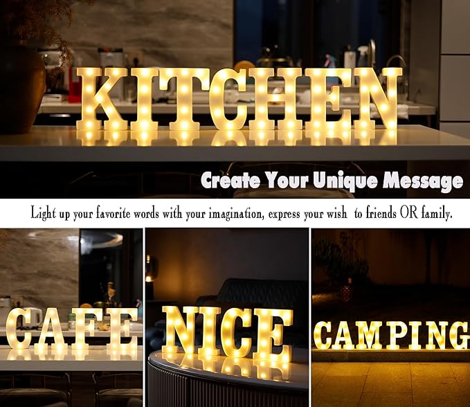 DyingSwan Small Led Marquee Letters, Light Up Letters, 8.58 Inch Led Letter Lights, Battery Powered Lighted Sign for Table, Party, Birthday, Christmas Decor (Letter C)