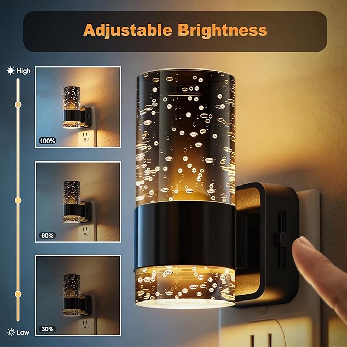 JandCase Night Lights Plug into Wall, Automatic LED Night Light with 0-100LM Dimmable, 3000K Plug in Night Lights with Auto Light Sensor, for Bathroom Hallway Decor