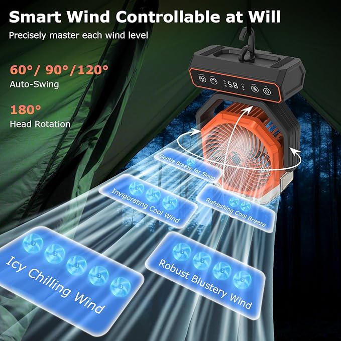 Misting Fan Portable,Personal Fan with Smart APP Remote Control,40000mAh Rechargeable Battery Powered Desk Fan with RGB Lights,Timer,5 Speed Mister Fan for Travel,Camping,Tents,Beach,Office,Outdoor