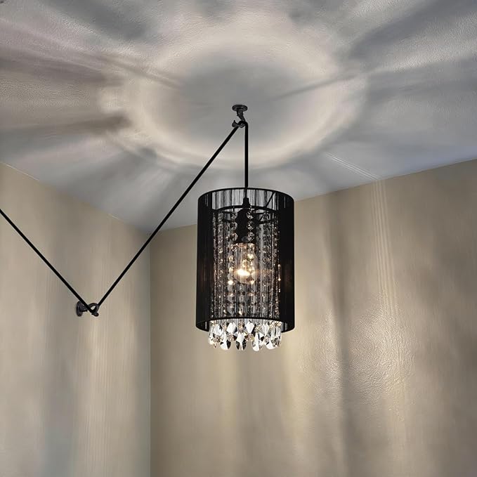 LaLuLa Mini Crystals Plug in Pendant Light,1-Light Hanging Lamps for Living Room Plug in,Bedrooms,Girls Room,Vanity,Playhouse,Closet