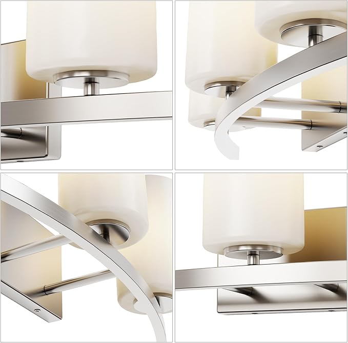 Tawson Talos 3-Light Vanity Light in Brushed Nickel with Satin Etched Glass Shade for Hallway, Entryway, Passway, Dining Room, Bathroom, Garage, Kitchen, Balcony, Living Room