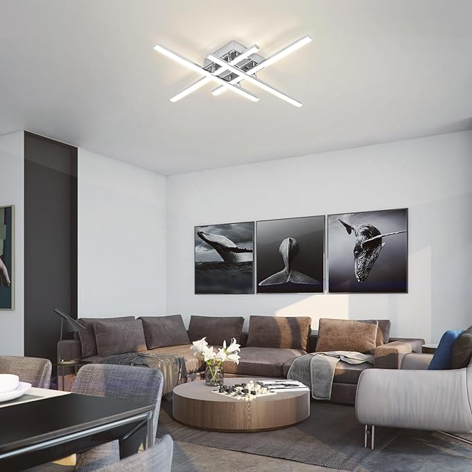 CANEOE Modern LED Ceiling Light Fixture 38W Dimmable Flush Mount Ceiling Light with Remote Sliver Close to Ceiling Lamp for Bedroom Living Room Kitchen Modern Light Fixtures Ceiling