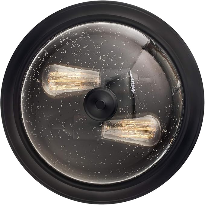 Prominence Home 13 Inch Elegant Flush Mount Ceiling Light, Seeded Glass Lighting Fixture, Bedroom or Living Room, Madalyn, 51381-31, Oil Rubbed Bronze