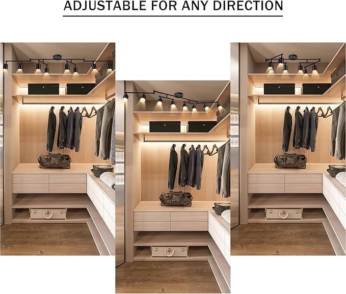 Black Track Lighting Fixture Ceiling, Modern Track Light Fixtures Kitchen, 8-Light Rotatable LED Track Lights, Semi Flush Wall Sconces Lighting for Dining Room/Hallway(GU10 Socket, Bulb Not Included)