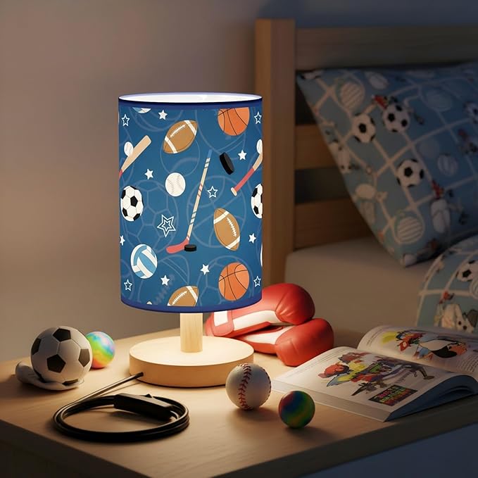 Glooglitter Sports Ball Table Lamp 3 Colors Dimmable Lights 9.72 x 5.12 Inch Sports Theme Basketball Football Soccer Baseball Night Light Bedside Lamps Decoration for Bedroom Desk Men Birthday Gifts
