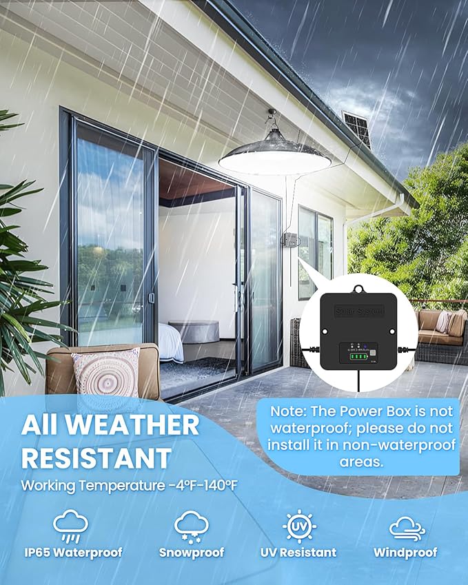 Solar Shed Light Indoor Outdoor, 2Pack Solar Pendant Light 2000LM Daytime Available with Battery Display, Waterproof Solar Powered Lights Indoor for Barn, Gazebo, Chicken Coops, Shop