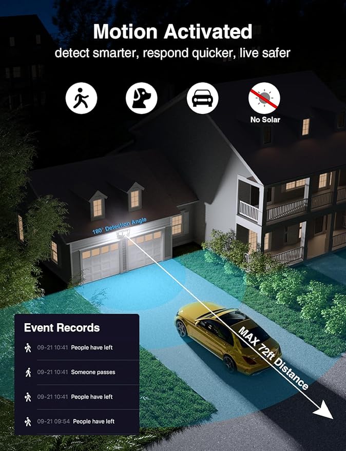 Onforu 100W 9000LM Smart LED Security Lights Motion Sensor Outdoor, WiFi Alexa Flood Light APP Control, 2500K-6500K, Motion Detector with Adjustable 3 Head, IP65 Wall Light for Yard (Black)