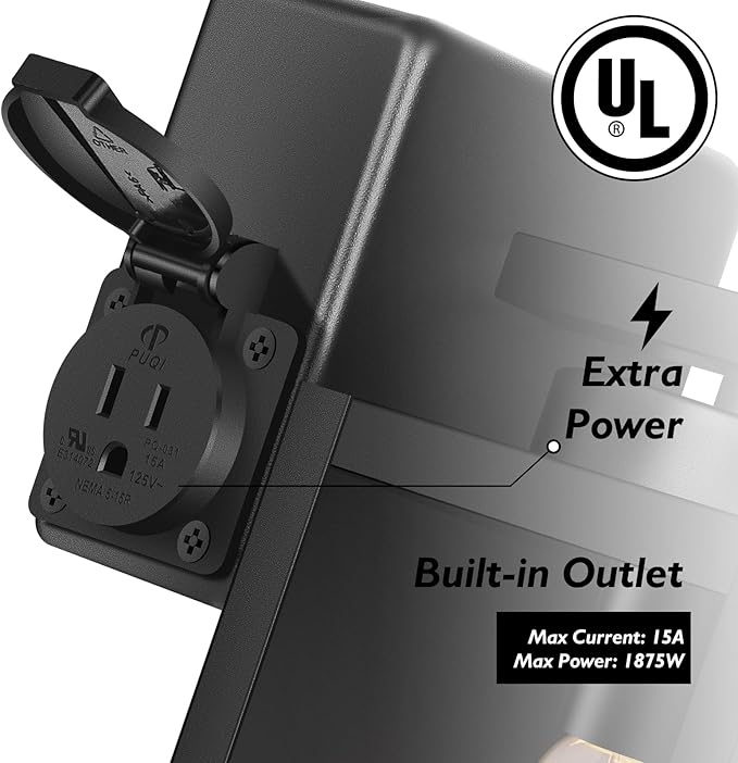 BesLowe 2-Pack Porch Lights Outdoor with UL Certified Outlet, Modern Outdoor Wall Lights Exterior Lighting Fixtures Waterproof, Exterior Wall Sconces Outside Lights for House Front Door Garage, Black