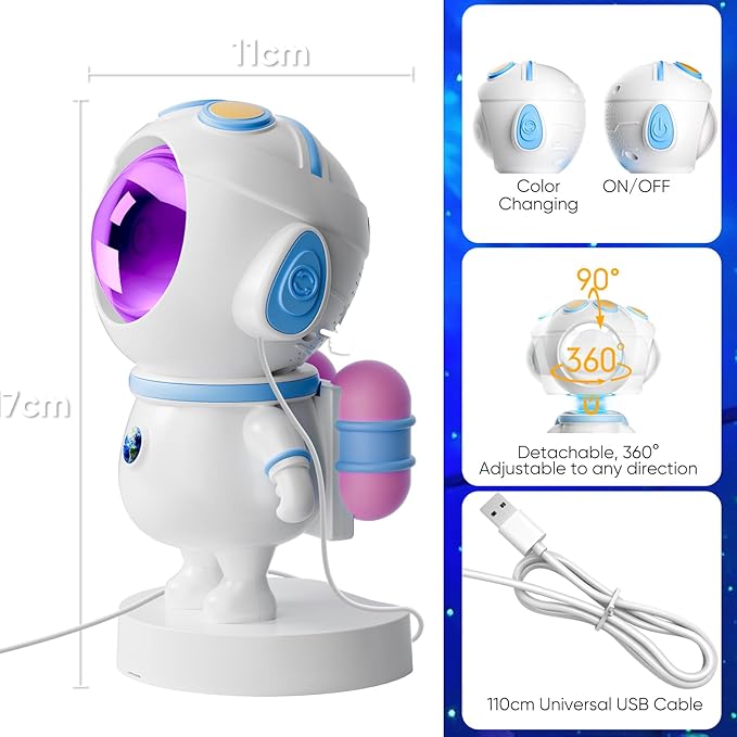 Astronaut Galaxy Star Projector Light, Aurora LED Night Light Lamp for Bedroom,Adults Kids Room Decor, Space Starry Nebula Ceiling Lighting Projector with Timer, Remote & APP Control, White Noise