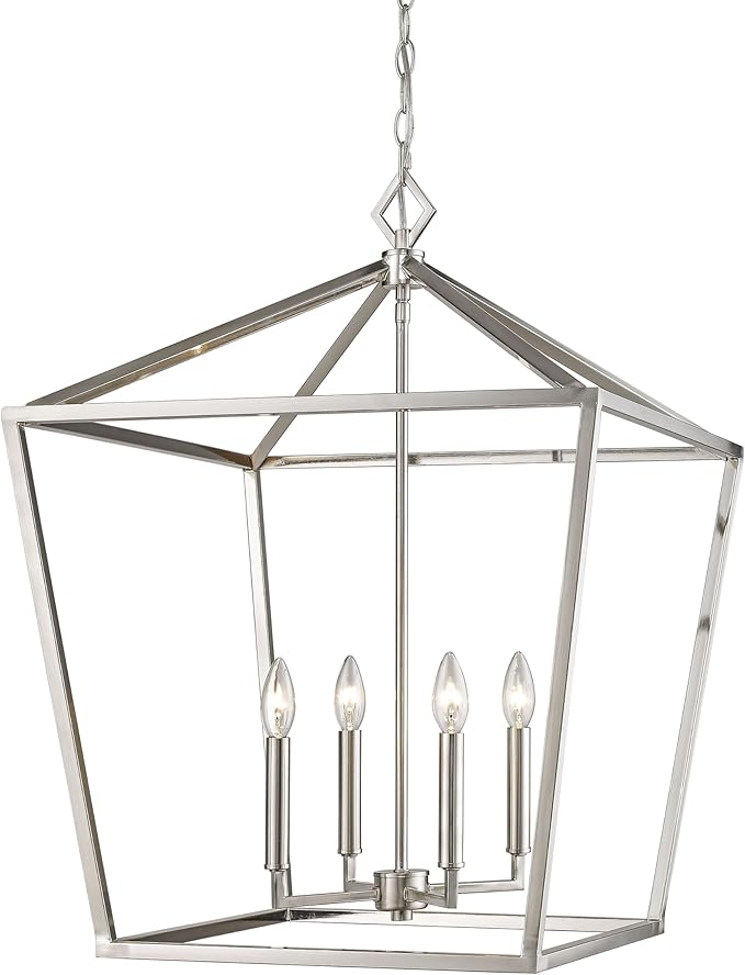 ML Lighting 4 Light Pendant-30 Inches Tall and 20 Inches Wide-Satin Nickel Finish -Traditional Installation