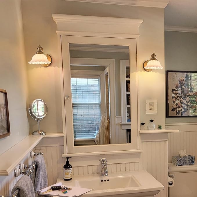XIEDUN Vanity Light Brass Wall Sconces Vintage Bathroom Sconces