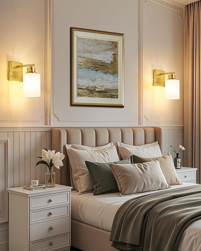 Rayogale Battery Operated Wall Sconce Set of 2, Gold Rechargeable Wall Lights with Timer Function, Easy Install Dimmable Cordless Wall Lamps Sconces Wall Decor for Living Room Bedroom Hallway, 3000K