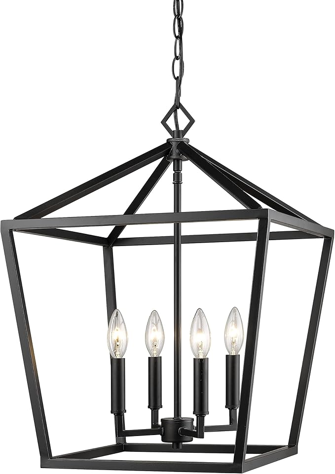 ML Lighting 3244-MB Four Light Pendant, Black