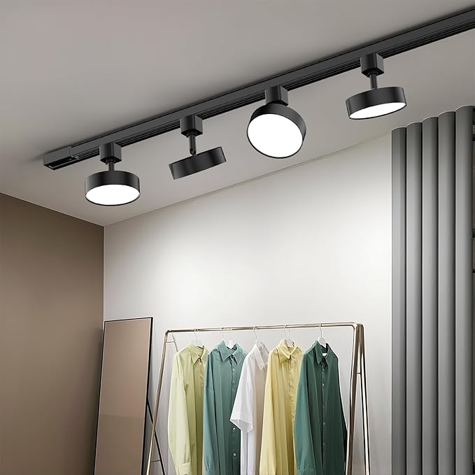 Diffuse LED Track Lighting Heads H Type Track Light Heads Dimmable Kitchen Track Lighting Fixtures Ceiling, Compatible with H Track Rails - Flicker Free CRI90+ 3000K 12W 1000lm, 3 Pack Black