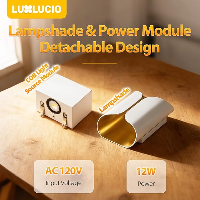 2pack White&Gold Wall Lights Modern up and Down LED Living Room Wall Light, IP65 Waterproof, 2700K-5000K 5 Color Selectable, 1200LM, 120V, CRI90+, 5-100% Dimmable, ETL FCC