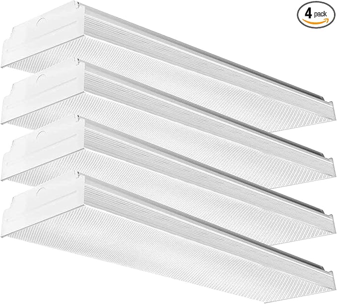 ANTLUX 2FT LED Wraparound Light, 20W Flush Mount LED Garage Shop Lights, 2400LM, 4000K Neutral White, 2 Foot Commercial Linear Ceiling Lighting Fixture for Kitchen, Laundry, Workshop, Closet, 4 Pack
